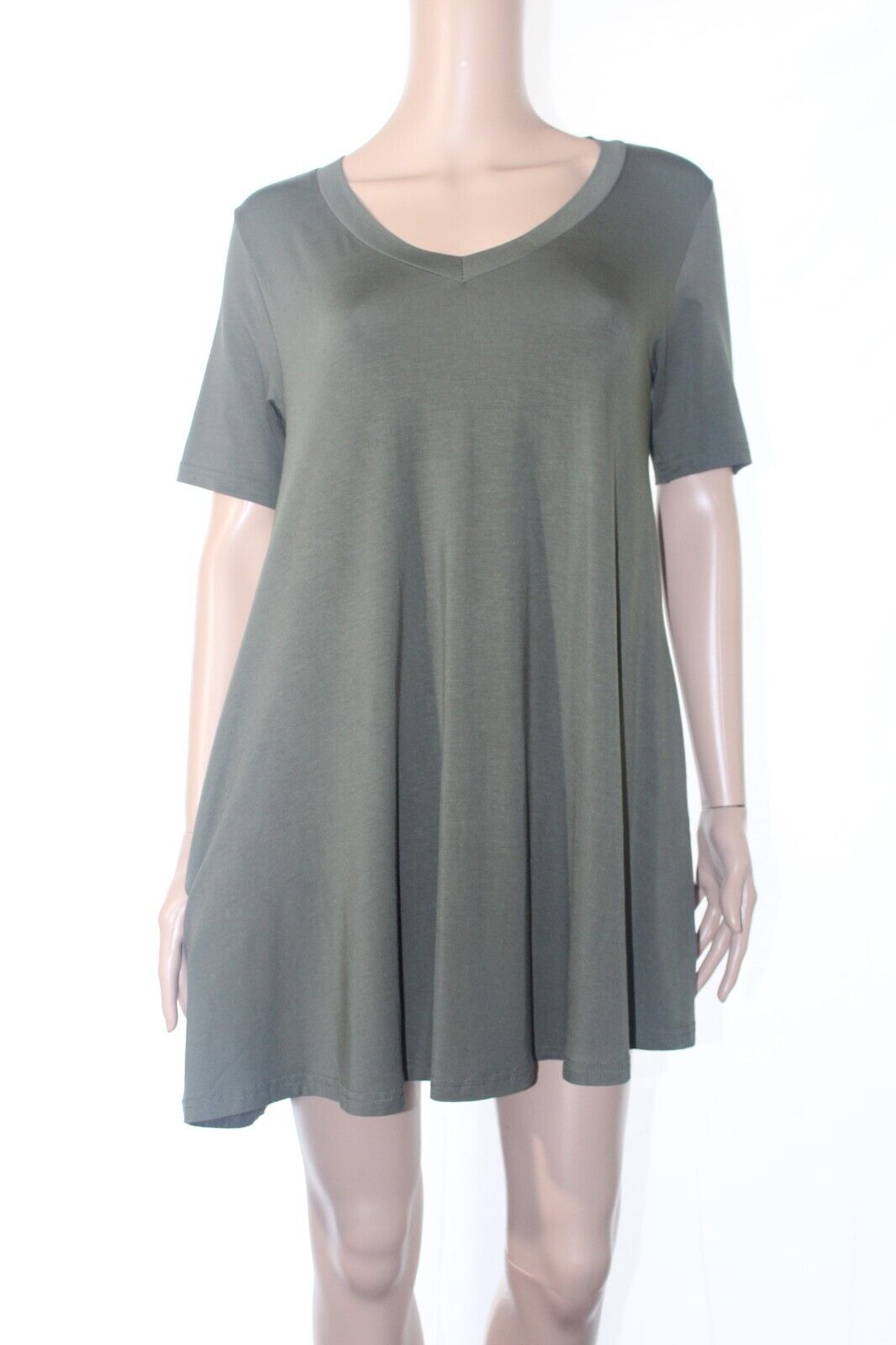 PIKO - Short Sleeve V-Neck Trapeze Dress