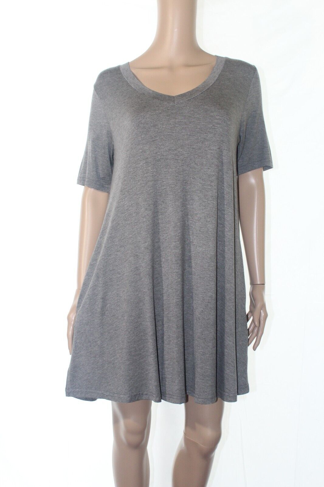 PIKO - Short Sleeve V-Neck Trapeze Dress