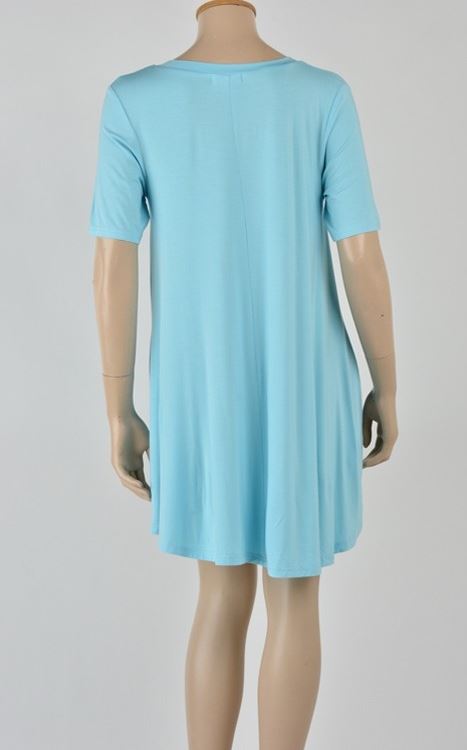 PIKO - Short Sleeve V-Neck Trapeze Dress