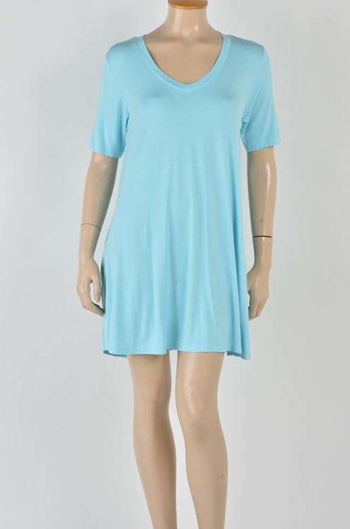 PIKO - Short Sleeve V-Neck Trapeze Dress