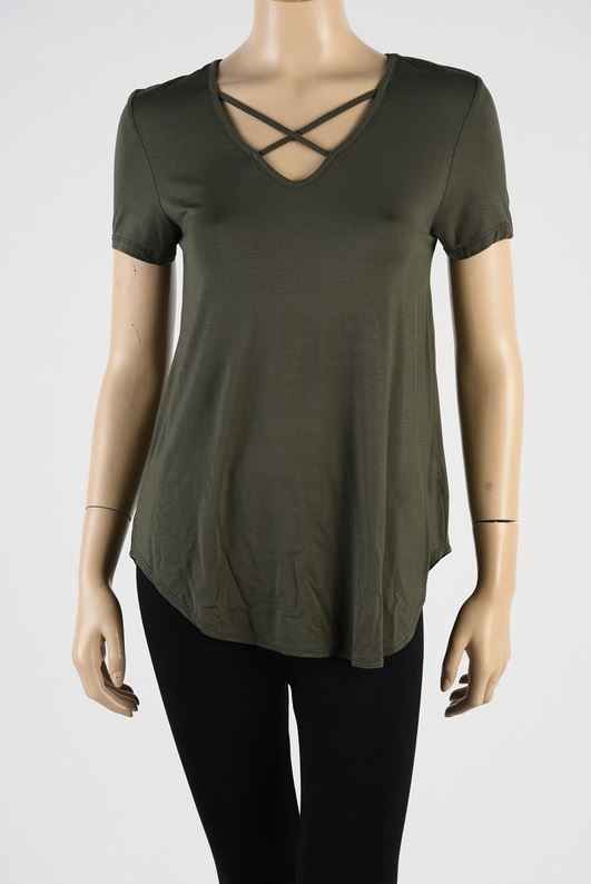 PIKO - Short Sleeve - V-Neck Cross Top